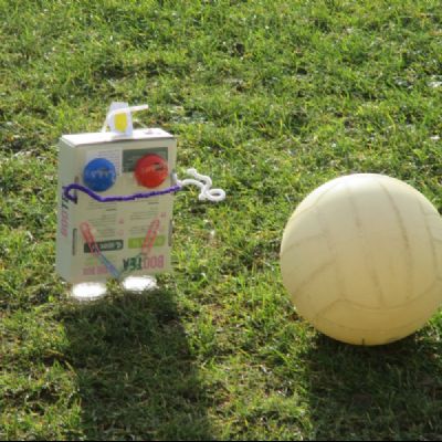 Robot playing football at break time